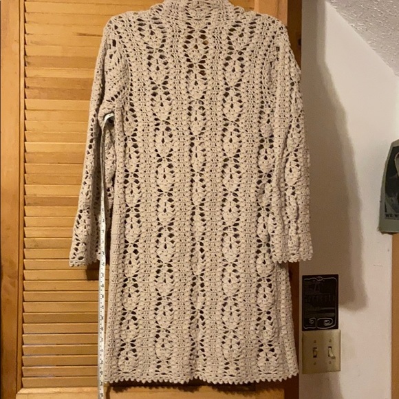 JJill Long Crocheted Cardigan with Covered Buttons - Picture 2 of 7